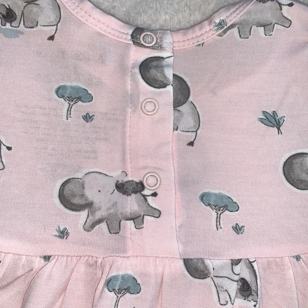 NWT Angel Dear Pink Dress and Bloomers GRAY ELEPHANTS 3-6M Bamboo